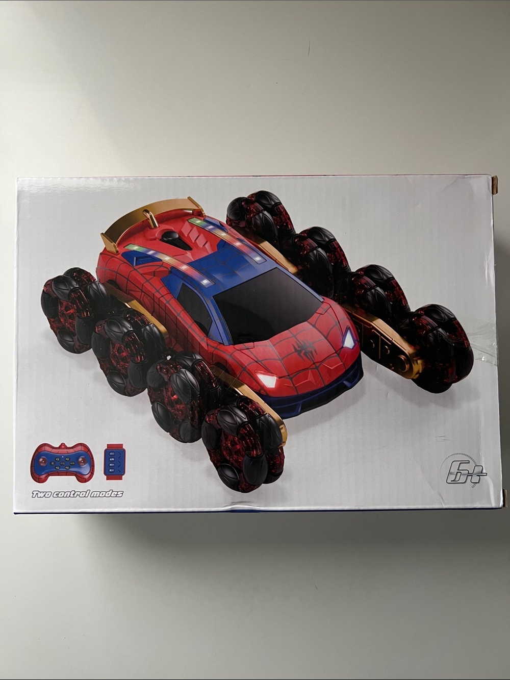 Red & Blue Spider-Styled RC Stunt Car for Kids